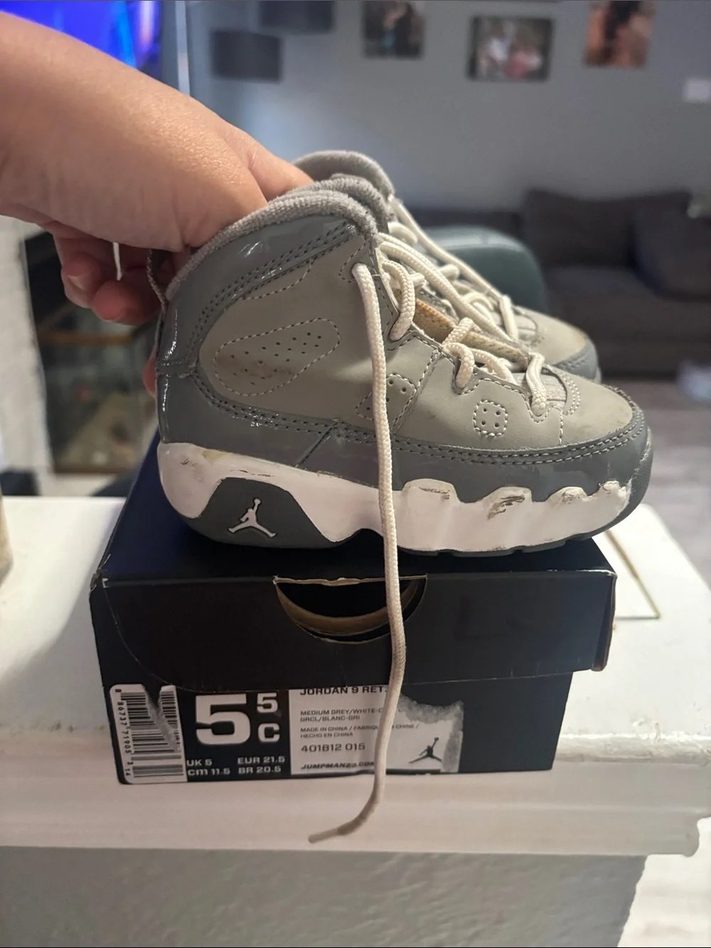 Jordan Kids Grey and White High-Top Sneaker